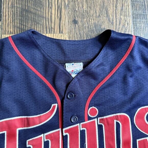 Vintage Minnesota Twins Jacque Jones #11 Majestic Jersey XL Navy Blue Baseball - Picture 5 of 9